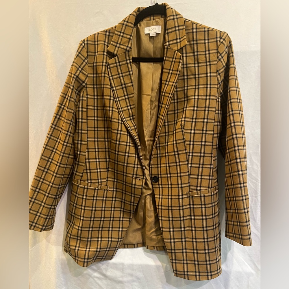 LOFT Checkered Brown Blazer
